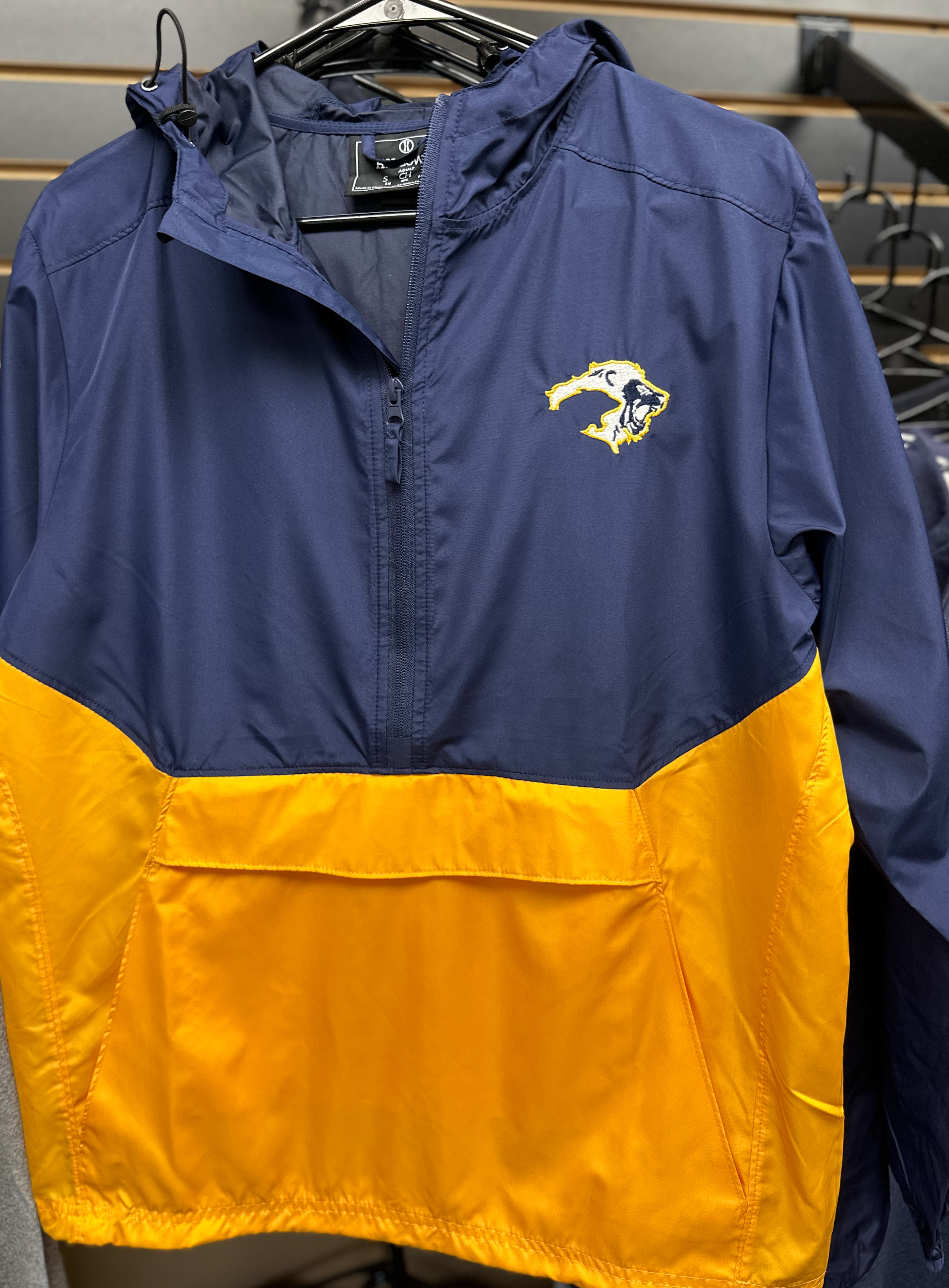 Navy and Gold Pullover Windbreaker